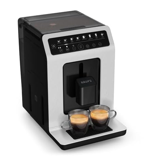 KRUPS Evidence ECOdesign Kaffeevollautomat mit Milchschlauch, 7 Getränkeoptionen, 2-Tassen-Funktion, Recyceltes Material, Kaffeemaschinemit Bedienfeld, Weiß/Schiefer, EA897A10
