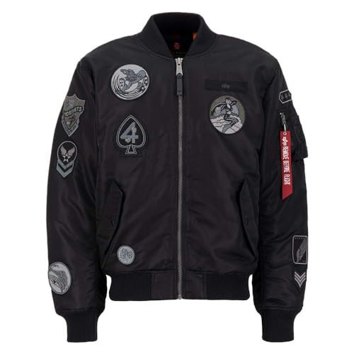 ALPHA INDUSTRIES Herren Ma-1 Patch Für Kinder Bomberjacke, Black/Black, XL EU