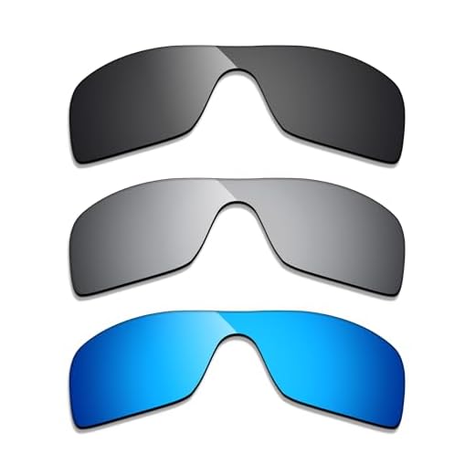 Alphax 3 pares de lentes polarizadas de substituição para óculos de sol Oakley Stunt Wing OO9519 - preto + titânio + azul