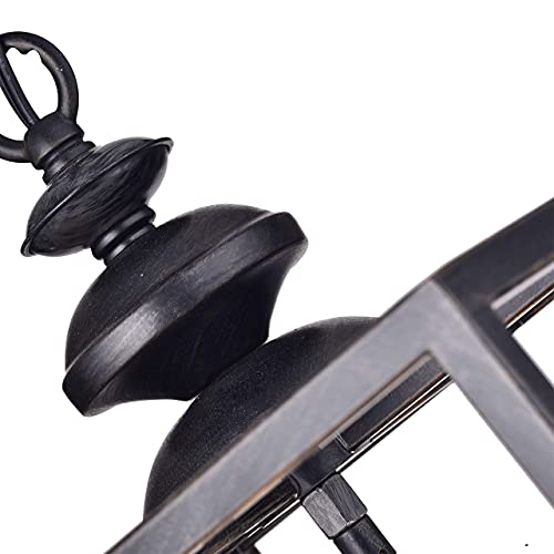 Jojospring La Pedriza 4-Light Antique Black Lantern Chandelier With Clear Glass Cylinders #TOP7