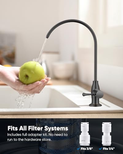 Image of WEWE Vintage Drinking Water Faucet, Lead-Free Stainless Steel Kitchen Water Filter Faucet for Reverse Osmosis System, Non-Air Gap RO Beverage Faucet, Oil Rubbed Bronze