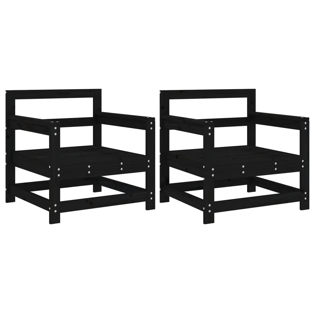Fauteuils avec dossier en bois massif de pin noir pour salon de jardin