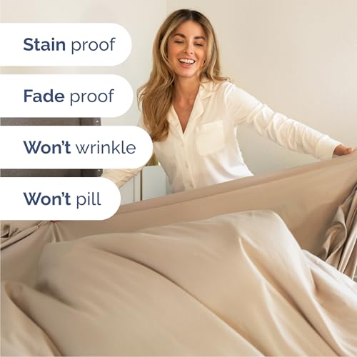 Image of Cal King 6 Piece Bed Sheet Set - Comfy, Breathable & Cooling Sheets - Cream | Ultra-Soft Hotel Luxury Bedding Set with 8-16 Inch Deep Pockets, 1 Flat & 1 Fitted Sheet & 4 Pillowcases, Wrinkle & Fade Free