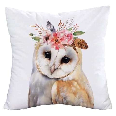 Royalours Pillow Covers Super Soft Cute Animal Owl Throw Pillow Covers Winter Snow Decor Pillowcase Cushion Cover 18 x 18 Inches (Owl-1) Cover