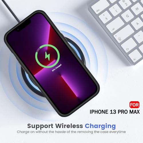 Image of TheGiftKart Hybrid Back Cover Case for iPhone 13 Pro Max | Built-in Stand | Shockproof Hard Back Case Cover for iPhone 13 Pro Max (PC & TPU, Frosted Matte Back, Translucent Black Sides)