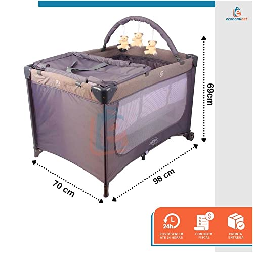 Berço Joly Trocador Desmontável Mobile Baby Style (Cinza)