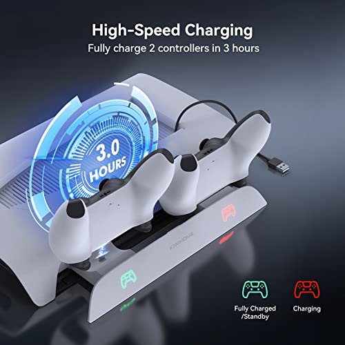 KIWIHOME PS5 Ständer mit Lüfter und Dual-Controller-Ladestation, PS5 Vertikaler Standfuß für PS5 Konsole, PS5 Lüfter mit… – Bild 5