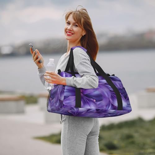 Sac de week-end imprimé fleurs de lys violettes motif chic