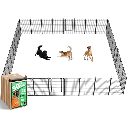 Image of FXW Rollick Unleashed Dog Playpen for Indoor, Yard, RV Camping, 50 inch 32 Panels for Large Dogs, Black│Patented