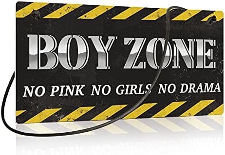 Putuo Decor Little Man Cave Sign, Boys Room Wall Decor for Kids, Toddler Boys, Baby, 10x5 Inches PVC Hanging Plaque Gift (Boys Zone No Pink No Girls No Drama)