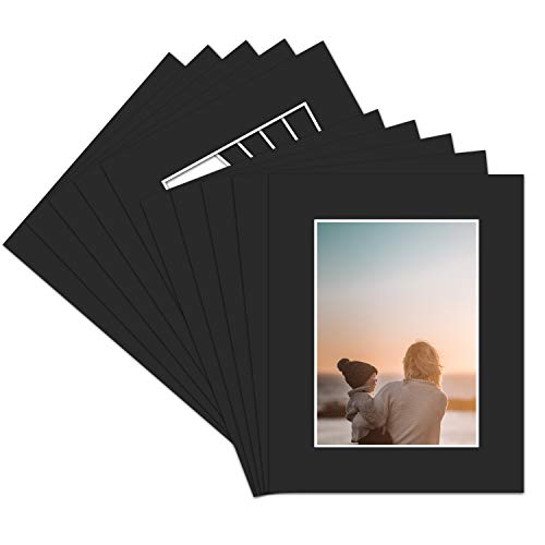 Golden State Art, Pack of 10 8x10 Black Picture Mats with White Core