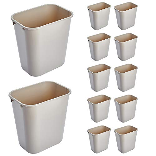Image of Rubbermaid Commercial Products Receptacle Wastebasket, 3.25-Gallon /13-Quart, Beige, Plastic, Garbage Can for Home /Office, Fits Under Desk /Sink /Cabinet, Pack of 12