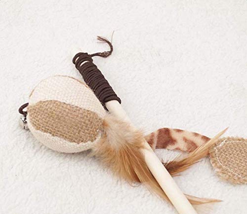 Image of PETS EMPIRE Cat Stick Cat Interactive Stick with Bells Feather Wand Paw Style Dog Cat Catch The Interactive LED Light Pointer