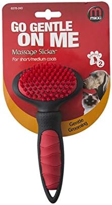 Mikki Dog, Puppy, Cat Grooming Massage Slicker Brush - Gentle, Relaxing Grooming - Small, Black/Teal