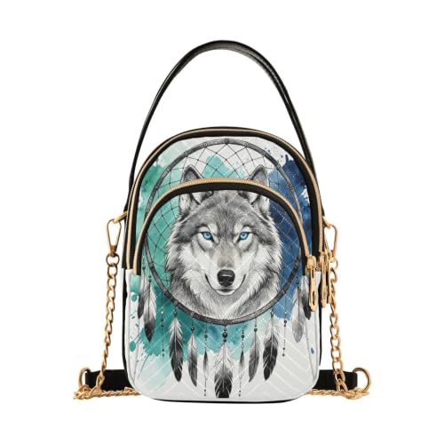 CTYSHTDL Women Small Crossbody Bag Wolf Watercolor Shoulder Purse Handbag