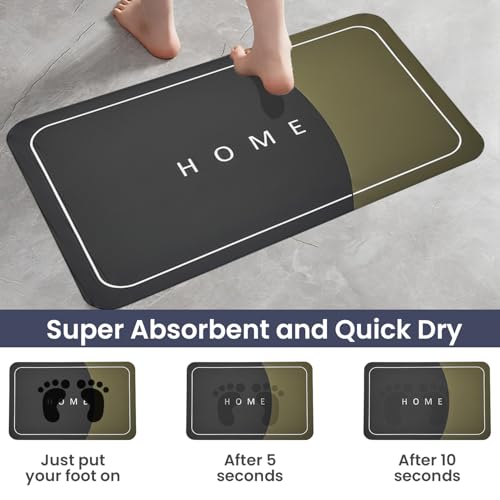 Image of MAXOSHINE PVC Bathroom Mats Anti Slip | Water Absorbent Bath Floor Mat | Quick Dry Anti Skid Bathroom Mats for Home | Door Mat for Wet Area 40x60 CM (Home Green)
