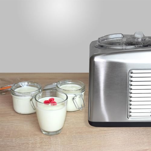 Gino Gelati Eismaschine mit Kompressor Helado Speiseeismaschine Eisbereiter, 1,5 Liter Kapazität, silber, 250 Watt Leistung, Edelstahl, leichte Reinigung – Bild 5