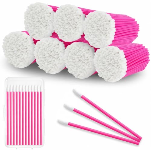 EWVVSS 800 Lip Applicators Disposable with Storage Case, Lip Wands Lipstick Applicator Wands Lint-Free Lip Brush Tools for Makeup Artists Beauty Salon Cosmetic Testing Travel Kit (Rose Red)