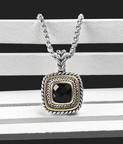 Designer Inspired 7MM CZ Pendant Necklace for Women 18K Gold Plated Two Tone Wheat Cable Necklaces4