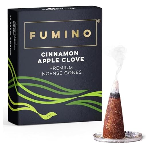 Fumino® Clavo de Manzana y Canela Conos de Incienso Fresco 20 por Caja Fragancia de Humo Masala Agarbatti para la Relajación, Meditación, Antiestrés - Decoración de Hogar