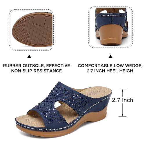 Image of SHIBEVER Wedge Sandals for Women Dressy: Slip On Comfort Low Heel Sandal | Open Toe All-Day Comfortable Orthopedic Dress Platform Women's Slide Shoes Summer Casual Walking Work Vacation