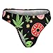 XUTSAKDCJ Comfortable Alien Donut Pot Leaf Weedleaf Pizza Black Seamless Thongs for Women, No Show Thong Workout Yoga Gym Underwear Fashion G-string