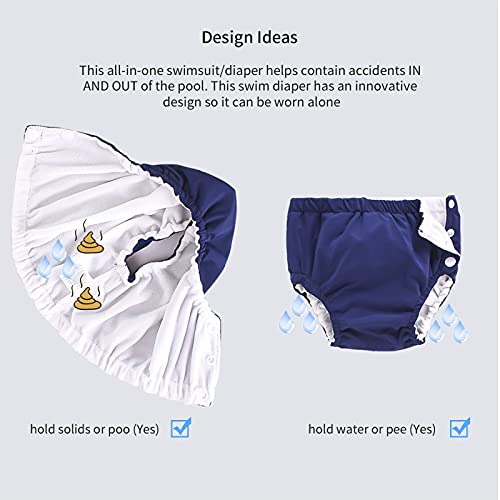 Iijnuhb 1Pack 2 Pack Baby Reusable Swim Diapers,Washable Pants For 0-3 Years Toddlers Boys Girls Swimming Lesson Shower Gifts (Navyblue 12-18 Months) #TOP3