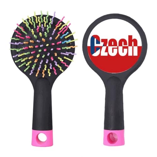Brosse à cheveux démêlante au motif drapeau tchèque art déco avec coussin pneumatique