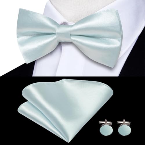 Image of Hi-Tie Men Suspender Bowtie Set Suspenders Pre-tied Bow Tie Pocket Square Cufflinks Adjustable Y Shape 6 Clips Braces Tuxedo