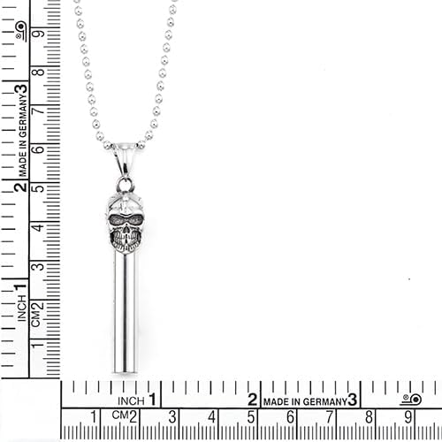 COOLSTEELANDBEYOND Stainless Steel Skull Pendant Necklace with Whistle Cylinder, Gothic Punk Style Jewelry for Men - Image 6
