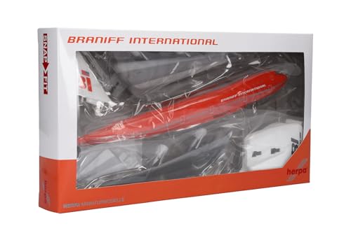 Avión de colección Boeing 747-100 Braniff miniatura Herpa 6