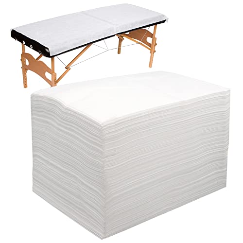 100PCS Disposable Massage Table Sheet, Waterproof Disposable Bed Sheets for Massage Table, Massage Bed Covers Disposable for Spa Lash Tattoo Salon, Non Woven Fabric, 71" x 31" White