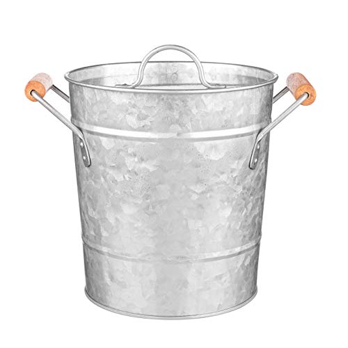 Royalty Art Vintage Ice Bucket With Lid, Scoop, And Carry Handles For Parties, Backyard Barbecues, Picnics, And Camping, Heavy Duty Galvanized Steel For Outdoor Bar Use #TOP3