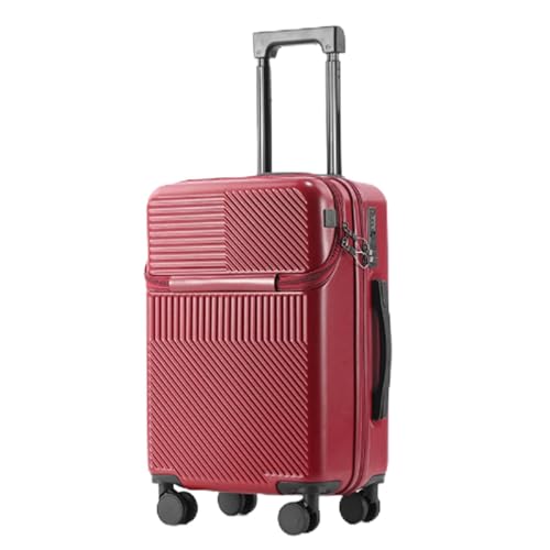 Alloy Frame Suitcase, Smooth Universal Wheel Dry and Wet Separation Suitcase for Travel and Business Trips,Red-20 inches
