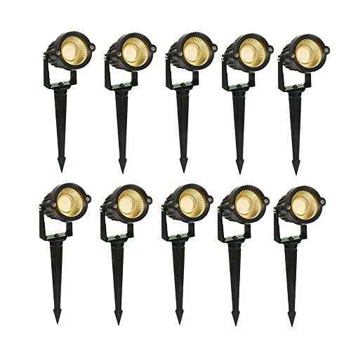 DMAK Multi Traders™ 5 Watt Warm White Waterproof Spike LED Garden Light for Outdoor Purposes, Aluminium Die Cast, IP65 Waterproof, Rustproof Lights for Garden, Parking Area, Malls, (Pack of 10)