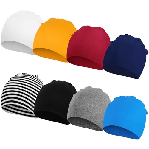 Image of DRESHOW BQUBO 8 Pack Unisex Baby Beanie Hat Infant Toddler Kid Hats Baby Soft Cute Knit Cap Nursery Beanie