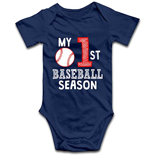 DOQOSESHY My First Baseball Season Boutique Baby Bodysuit Rompers Unisex Cotton Outfit, 3 Months, L-white