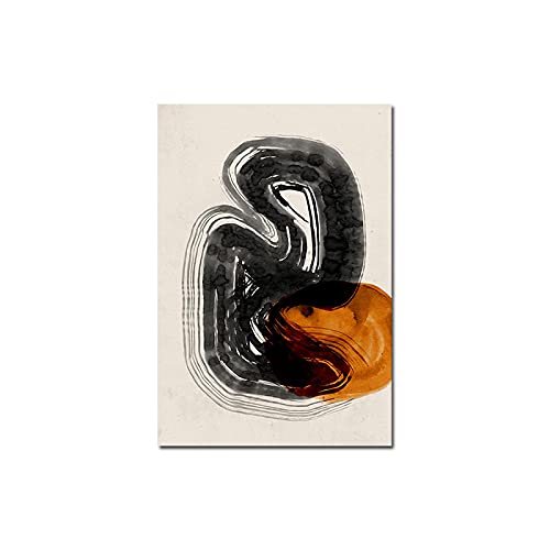 Impression Sur Toile d'art abstrait moderne géométrique noir et jaune haute définition