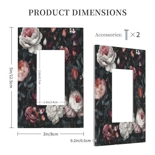 Decorative Outlet Covers Rustic Big Pink Flowers White Peony Floral 1 Gang Single Decora Gfci Device Light Switch Covers Plate 1 Rocker Wall Plate Jumbo Faceplate