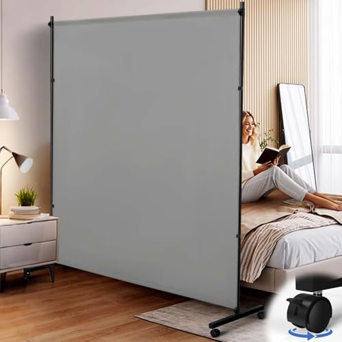 Room Divider, 73x75inch Large Privacy Screen with Wheels,Portable Single Panel