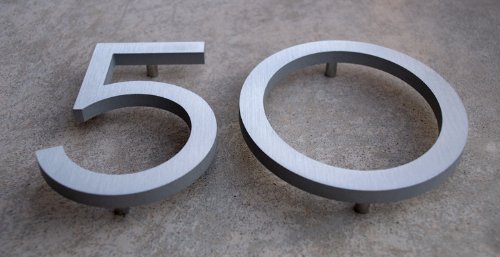 Modern House Number Aluminum Modern Font Number One"1" 6 Inch #TOP6