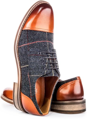 Theon Men's Oxford Toe Leather Felt Shoes Shoes (Navy, US 14)4