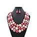 BA UNIQUE FASHION Simulated Pearl Necklace and Earring Set for Women, Multi Strand Beaded Necklace with Drop Earrings, Adjustable Stainless Steel Chain, Statement Jewelry Set (Pink Mix)