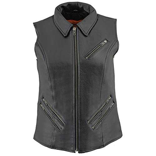 Image of Milwaukee Leather Premium Motorcycle Biker Rider Leather Vest for Women |LKL|ML|MLL|SH