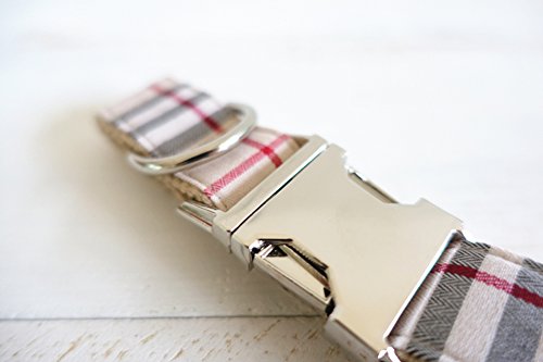 RC GearPro Nylon verstellbar Hundehalsband Khaki Karomuster Zinklegierung Metall Einfach zu bedienende Schnalle Hundehalsband, in 5 verschiedenen Größen (XS Halst (23-30cm))