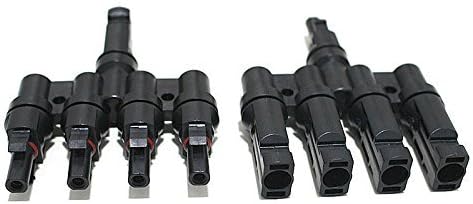eoocvt 1 Pair Solar Energy Panel MC-4 T Branch Connectors Cable Coupler Combiner - 1 Male to 4 Female(M/4F) and 1 Female to 4 Male(F/4M)