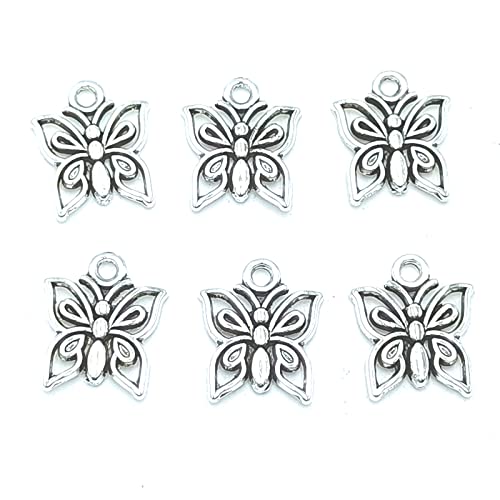 Yoogcorett 30Pcs Alloy Charms Bulk Antique Tibetan Silver Butterfly Pendants Jewelry Making For Necklace Bracelet Diy Craft Findings Supplies Making 14 X 13Mm (Ancient Silver) #TOP9