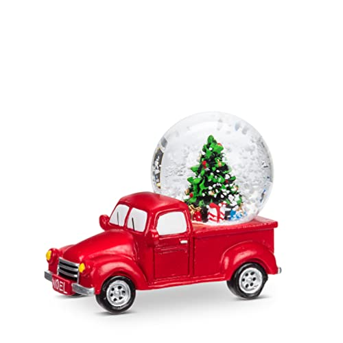 Abbott Collection Mini Red Truck with Snow Globe (3.5