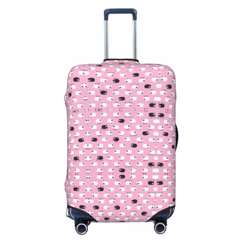 White Sheep On Pink Background Print Luggage Suitcase Cover Protector Luggage Washable Covers With Concealed Zipper