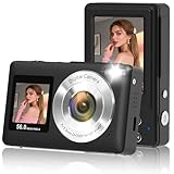 Digital Camera, 2026 Upgraded 56MP Camera with Selfie Screen, Dual Screens Digital Cameras with Smile Capture Anti Shake, Portable Vlogging Cameras with 32GB Memory Card for Kids Teens Girls